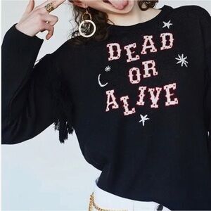 HAYLEY MENZIES Dead or Alive Fringe Knit Moon Star Sweater Sz S